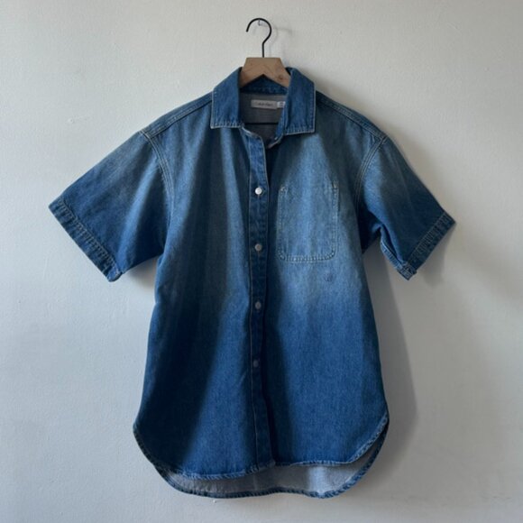 Calvin Klein Tops - Calvin Klein Sunbleached Relaxed Denim Button-Down Shirt, Small